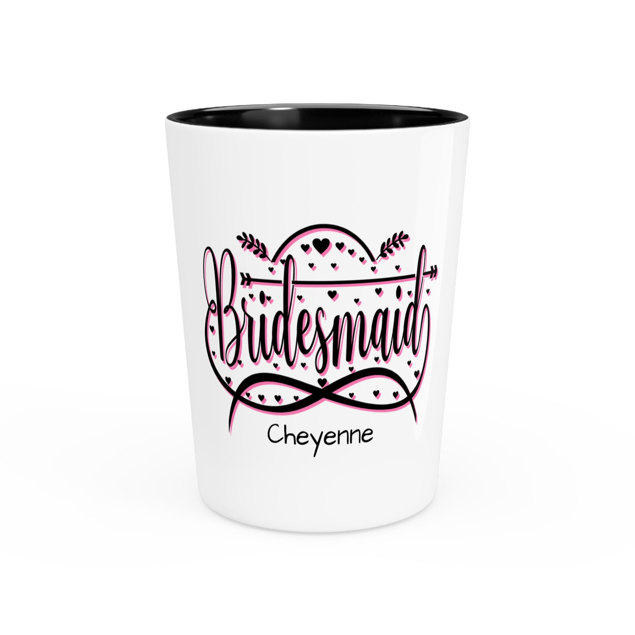 "Bridesmaid" Sparkle Script Ceramic Shot Glass - Bachelorette Party Keepsake