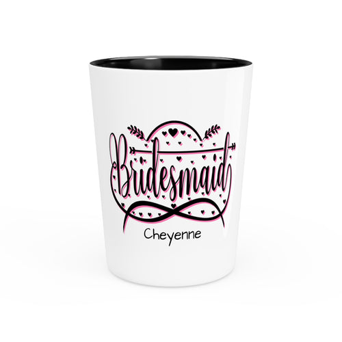 "Bridesmaid" Sparkle Script Ceramic Shot Glass - Bachelorette Party Keepsake