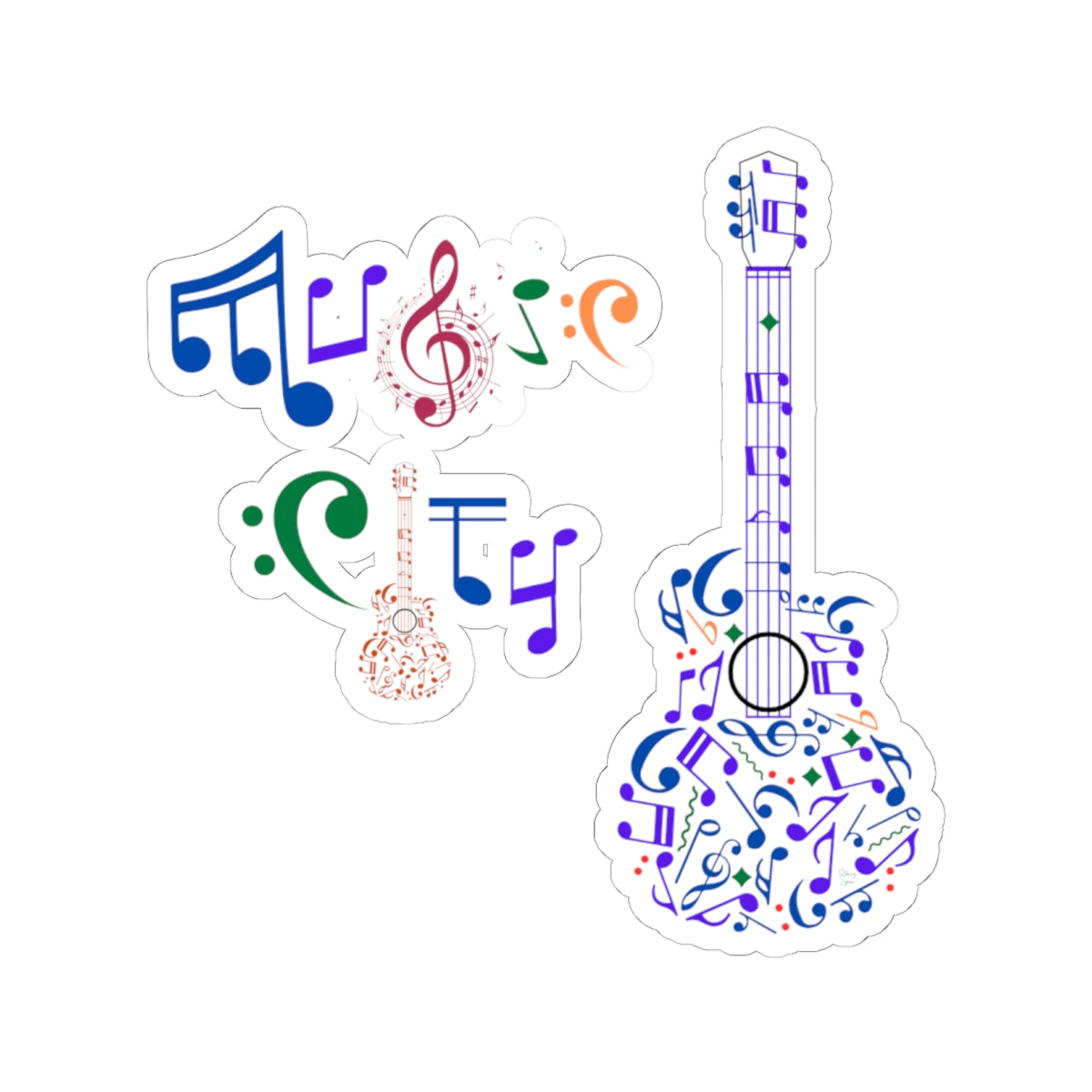 "Music City© Guitar" Kiss-Cut Stickers
