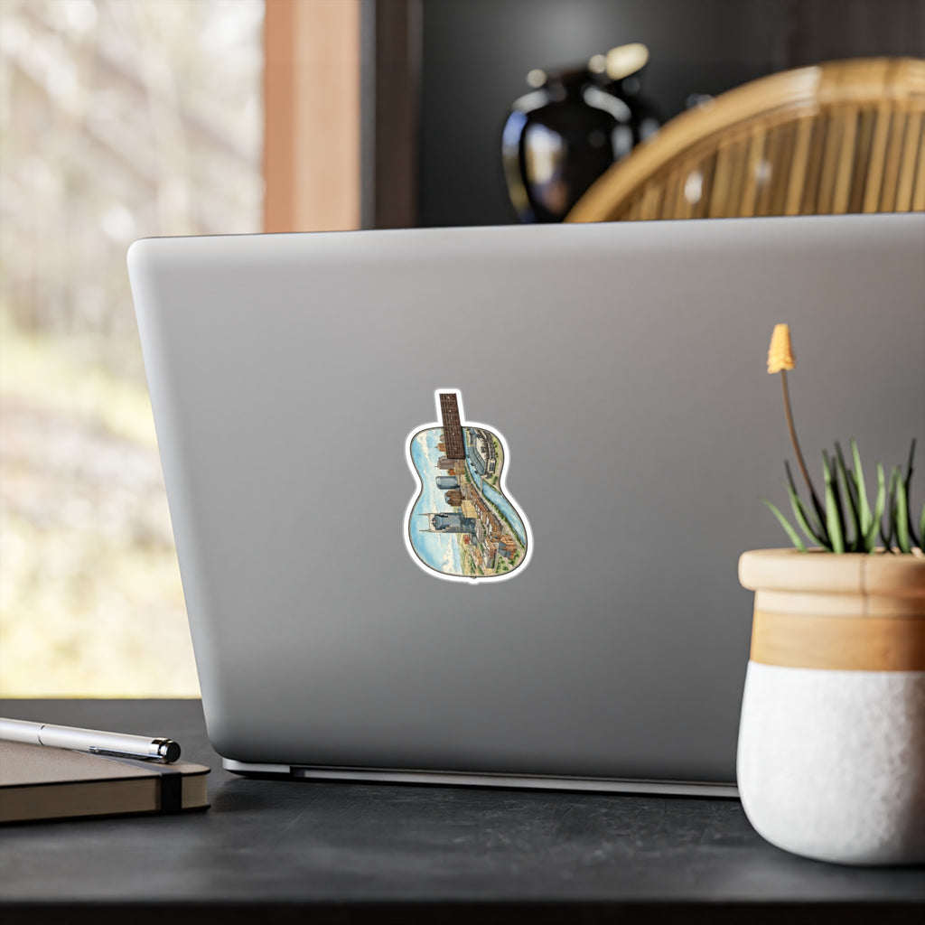 Music City Illustrated Guitar Skyline Kiss-Cut Decal