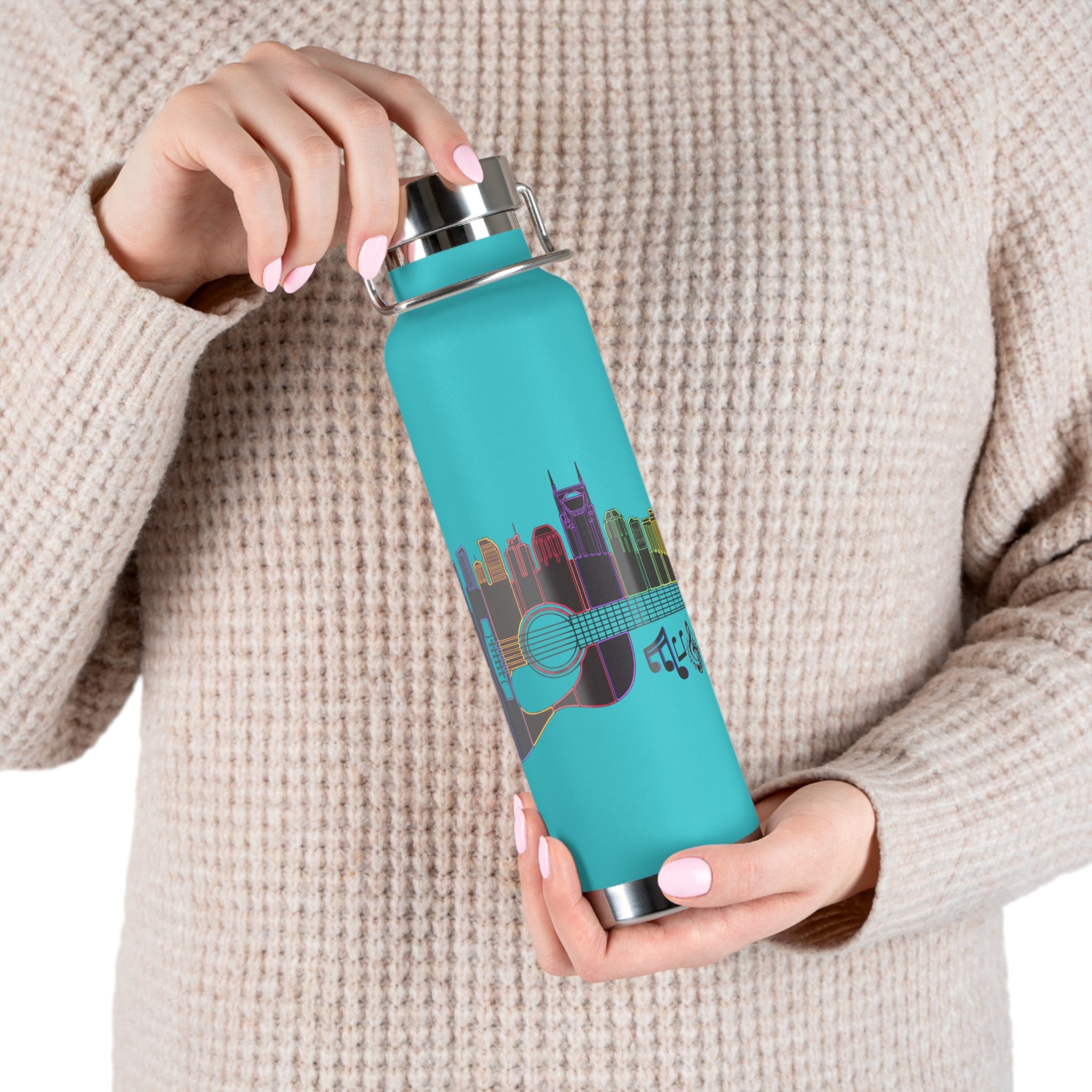 Artistic Music City Skyline Guitar Vacuum-Insulated Bottle
