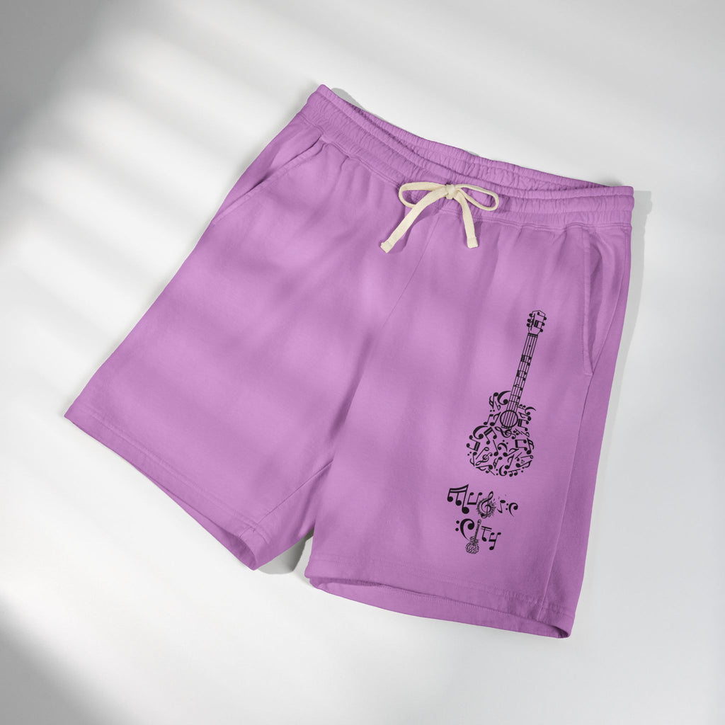 "Music City© Midnight" Black Guitar Vintage Fleece Shorts