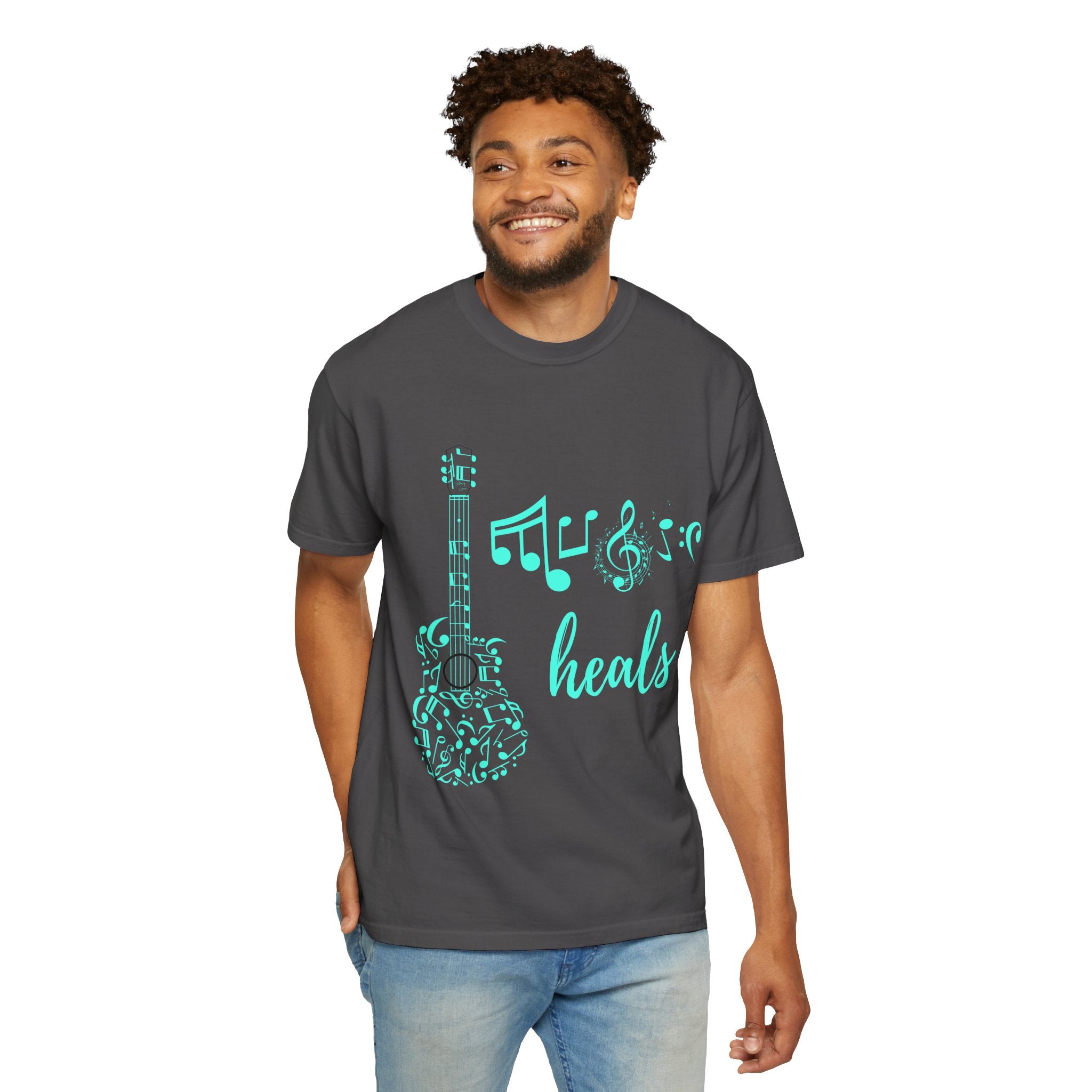 "Music Heals" Graphic Tee - Turquoise