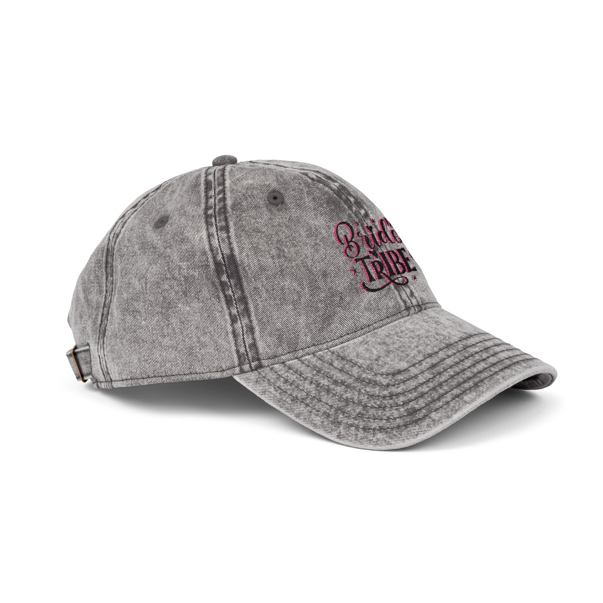 Embroidered "Bride Tribe" Vintage Cap — Washed Grey Baseball Hat