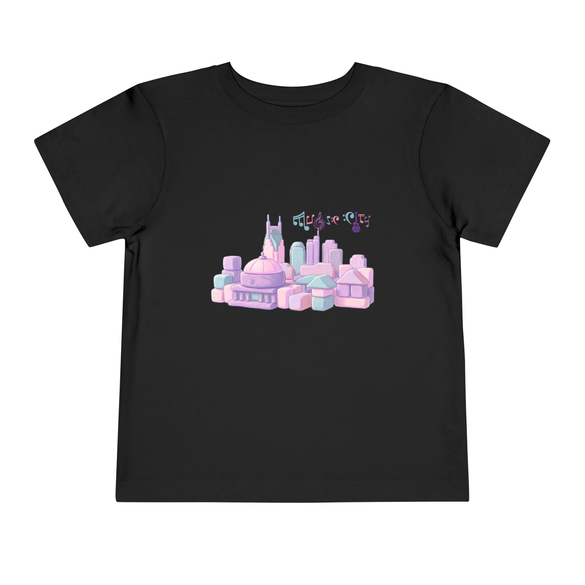 Girl's Toddler Tee with Pastel MusicCityscape