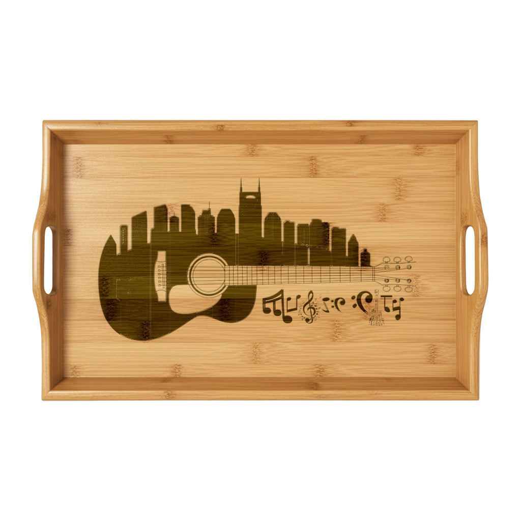 "Music City© " Guitar Skyline Bamboo Serving Tray