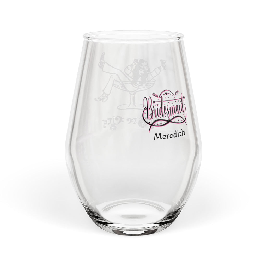 "Music City© Bride Tribe: Bottoms Up Bridesmaid!" Stemless Wine Glass – Bachelorette Party Glass