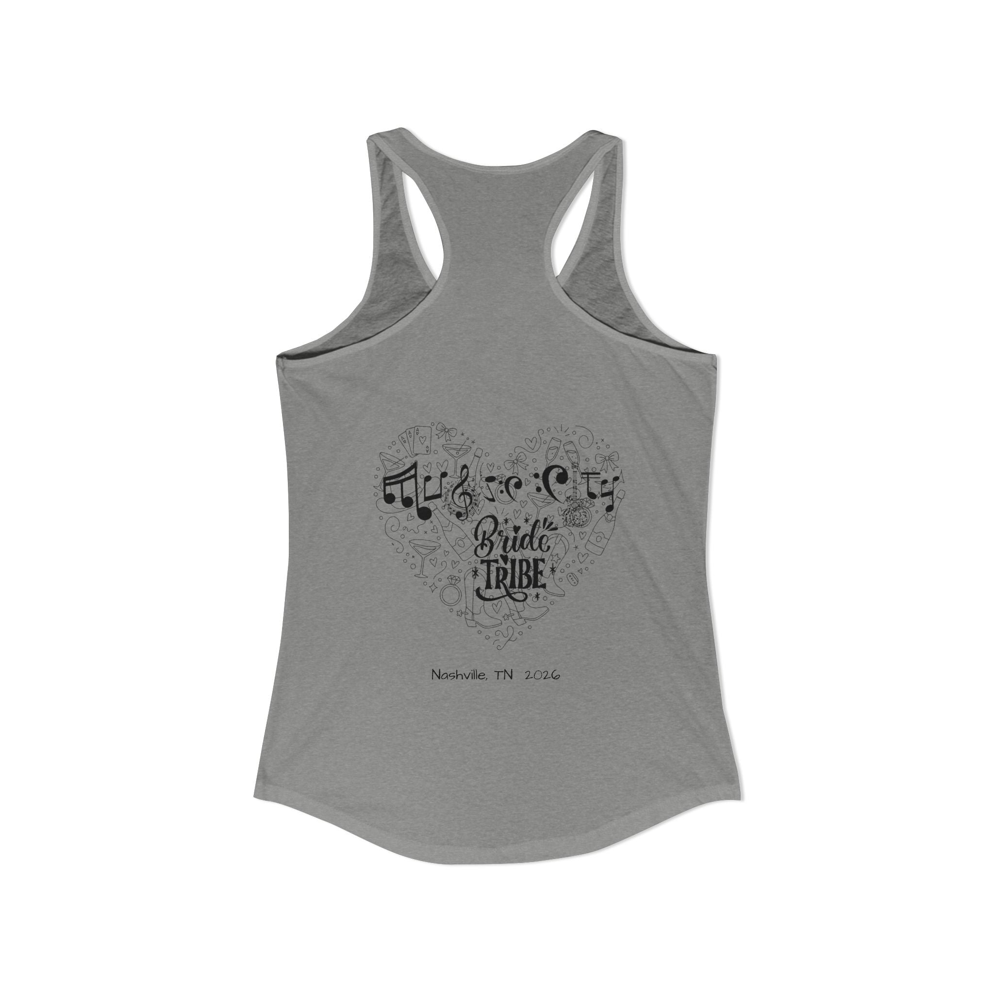 "Music City Bride Tribe" Script Racerback Tank Top "Bridesmaid" - Bachelorette Weekend Attire