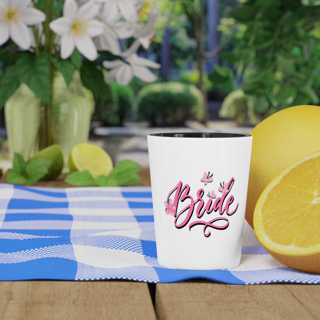 "Bride" Floral Blossom Ceramic Shot Glass - Bachelorette Party Keepsake