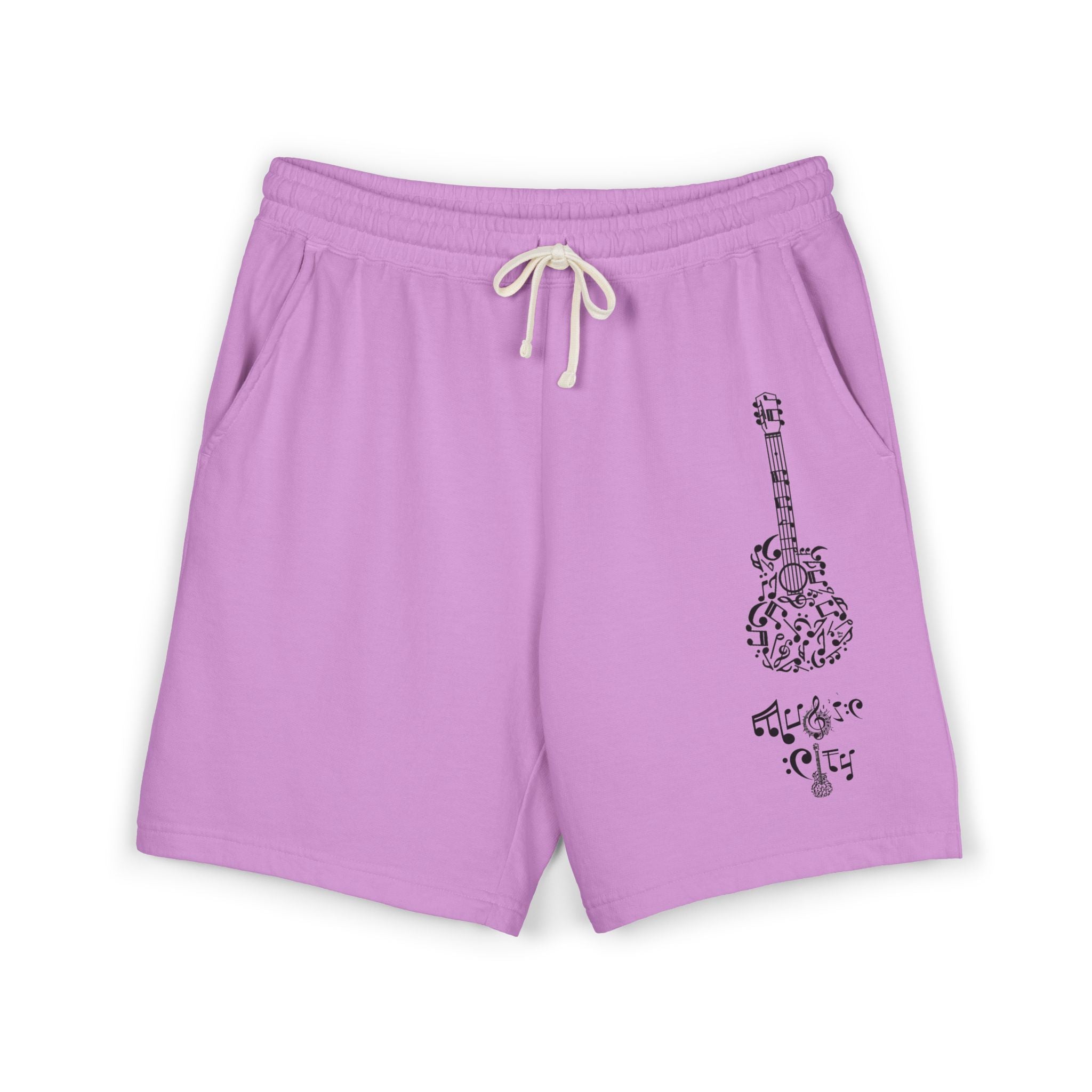 "Music City© Midnight" Black Guitar Vintage Fleece Shorts