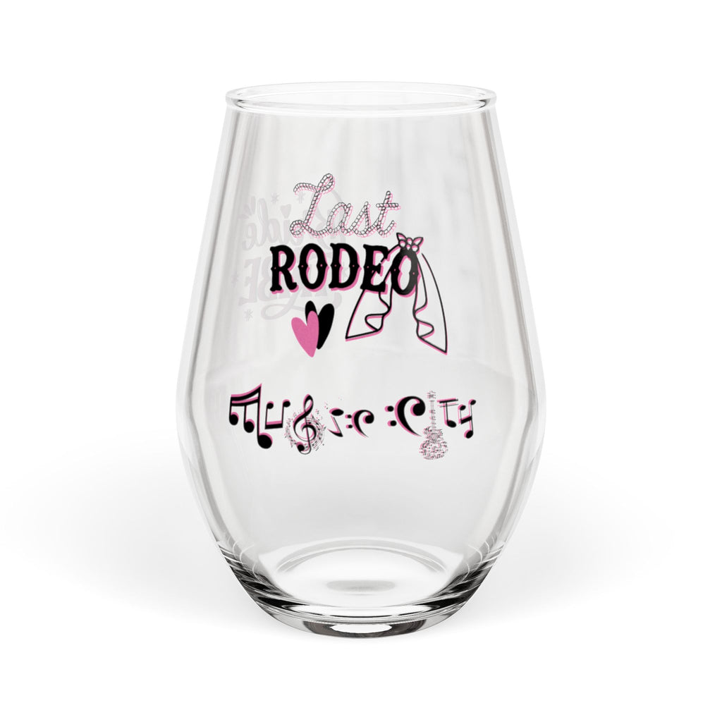 "Music City© Bride Tribe: Last Rodeo" Stemless Wine Glass – Bachelorette Party Glass