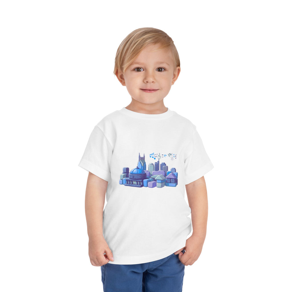 Boy's Toddler Tee with Blue MusicCityscape