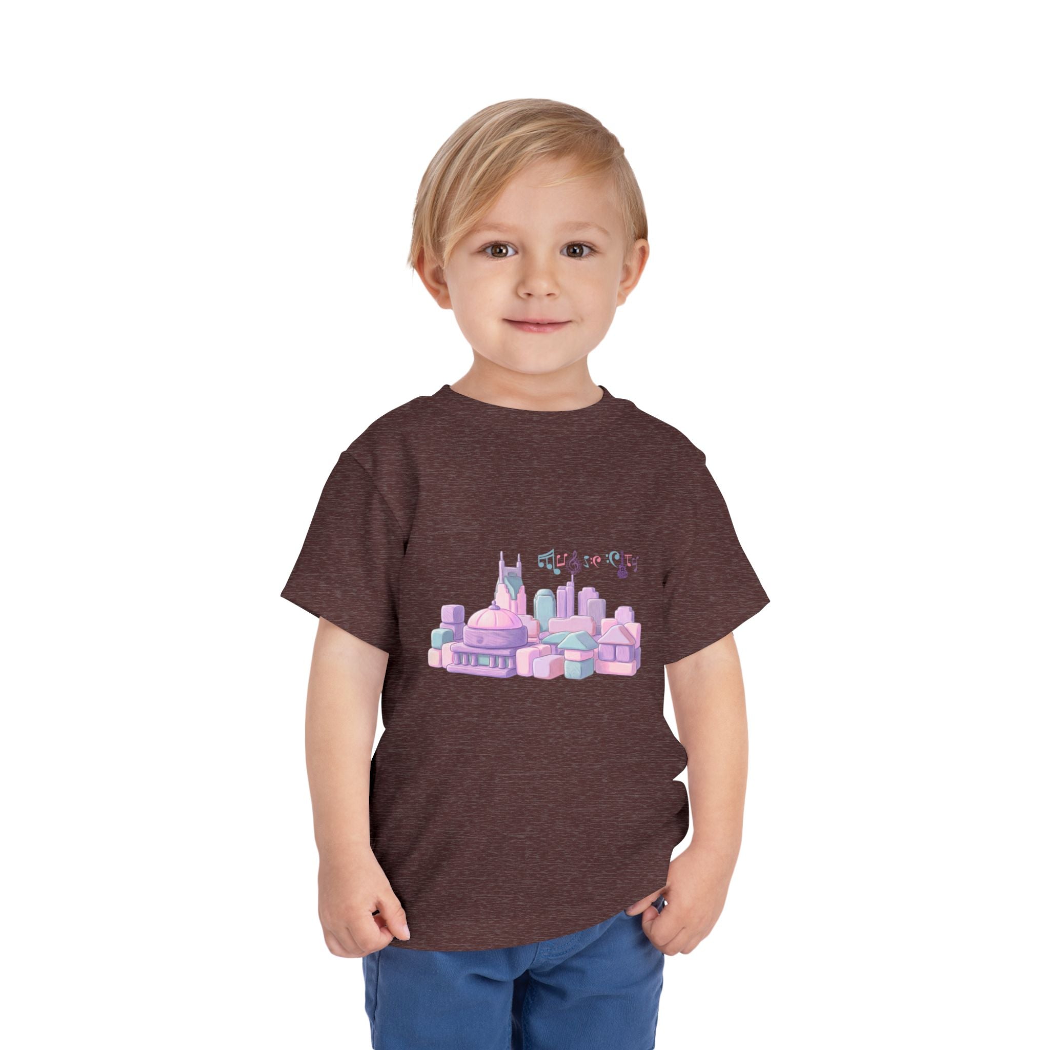 Girl's Toddler Tee with Pastel MusicCityscape