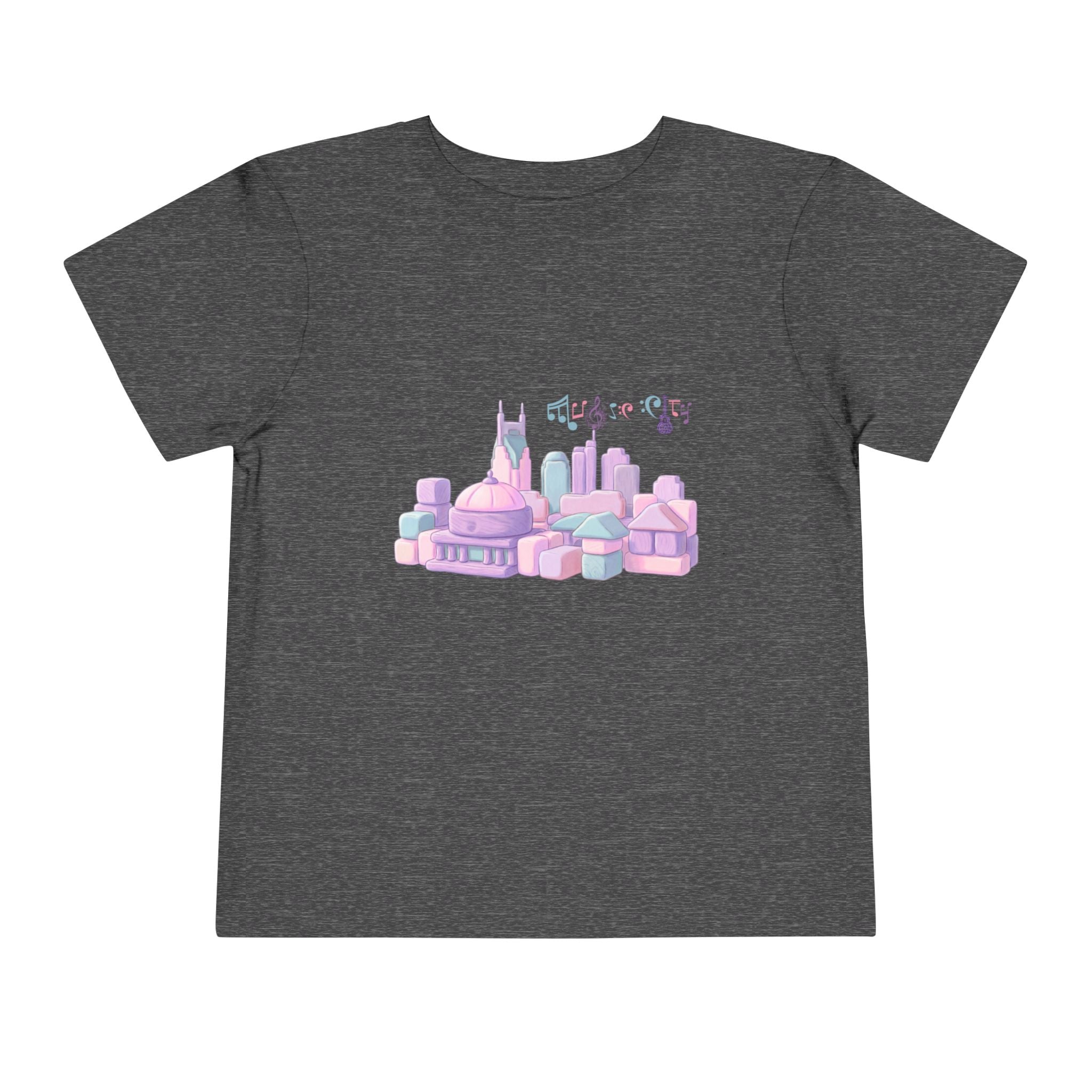Girl's Toddler Tee with Pastel MusicCityscape