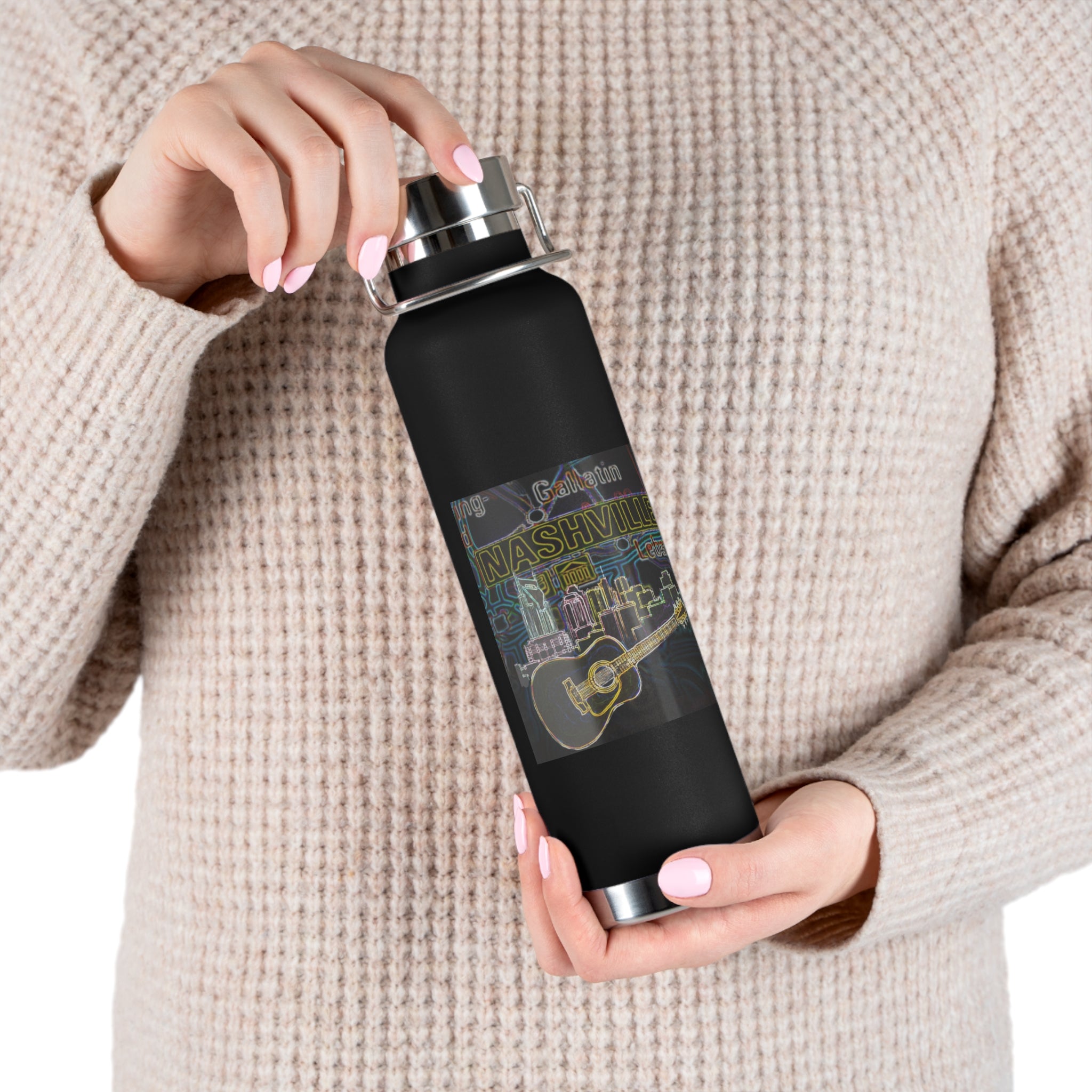 Music City Artistic Skyline Map Vacuum-Insulated Bottle