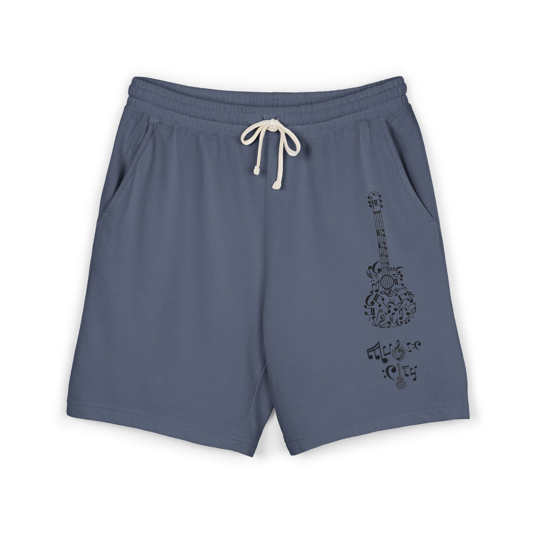 "Music City© Midnight" Black Guitar Vintage Fleece Shorts