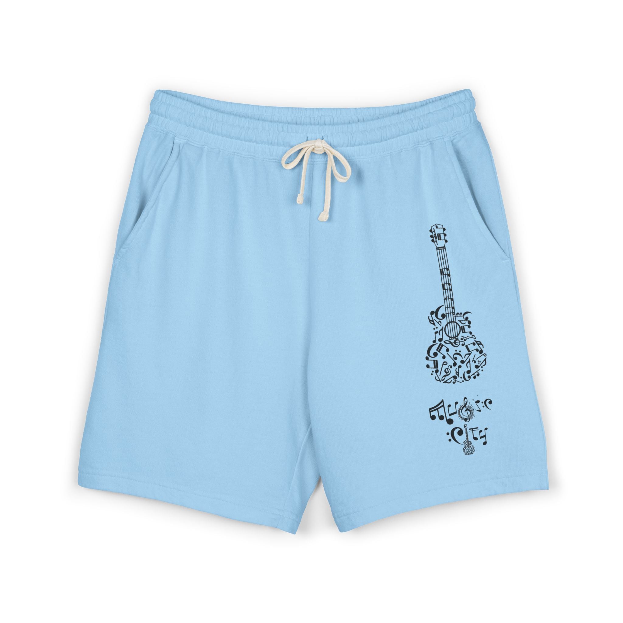 "Music City© Midnight" Black Guitar Vintage Fleece Shorts