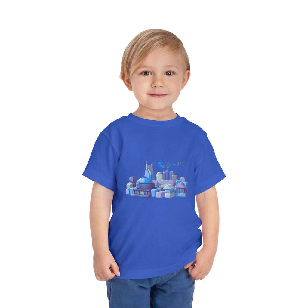 Boy's Toddler Tee with Blue MusicCityscape