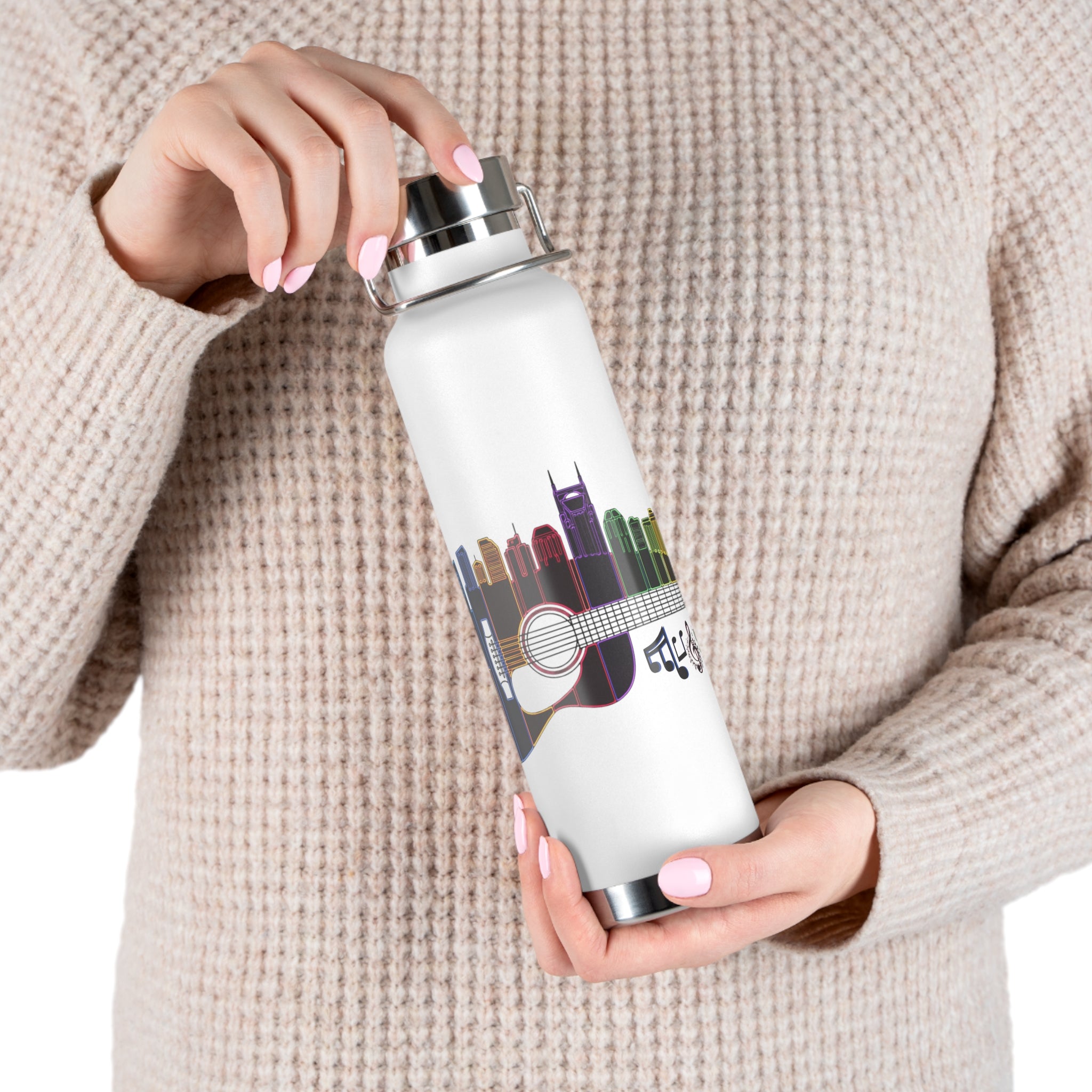Artistic Music City Skyline Guitar Vacuum-Insulated Bottle
