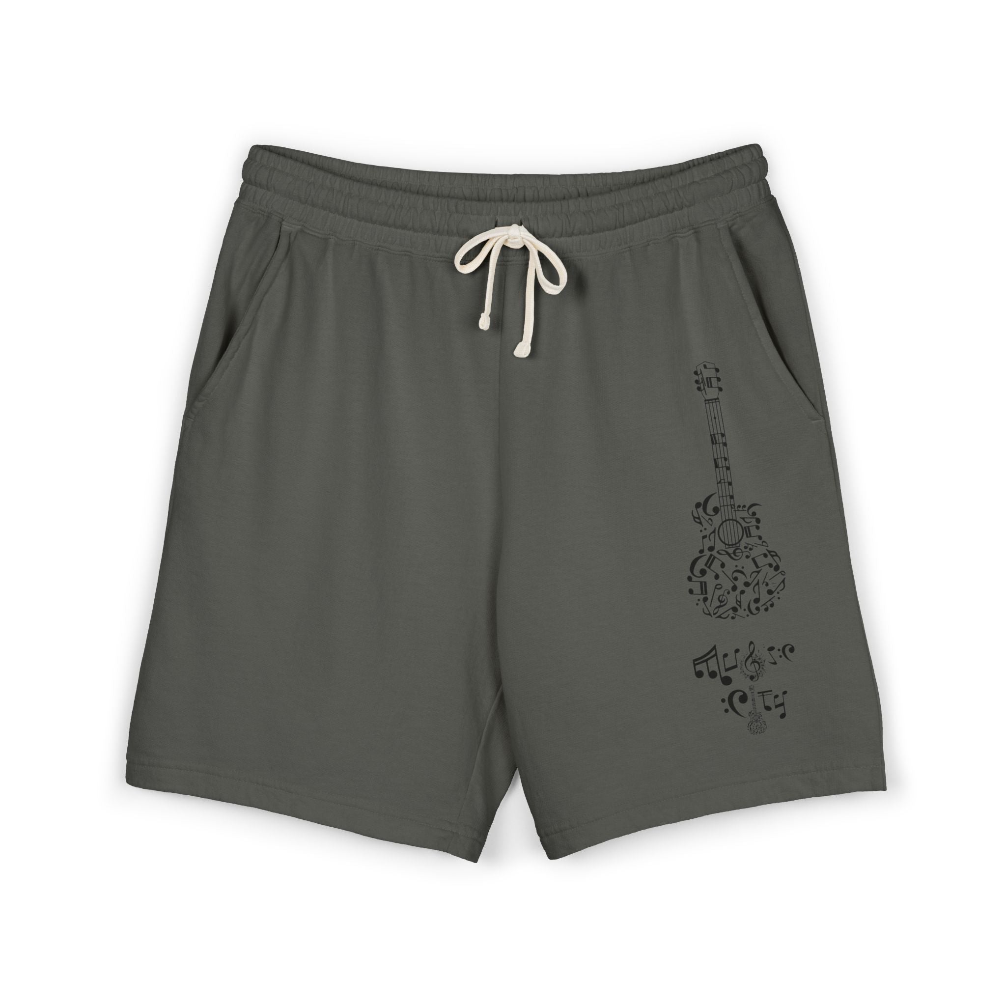 "Music City© Midnight" Black Guitar Vintage Fleece Shorts