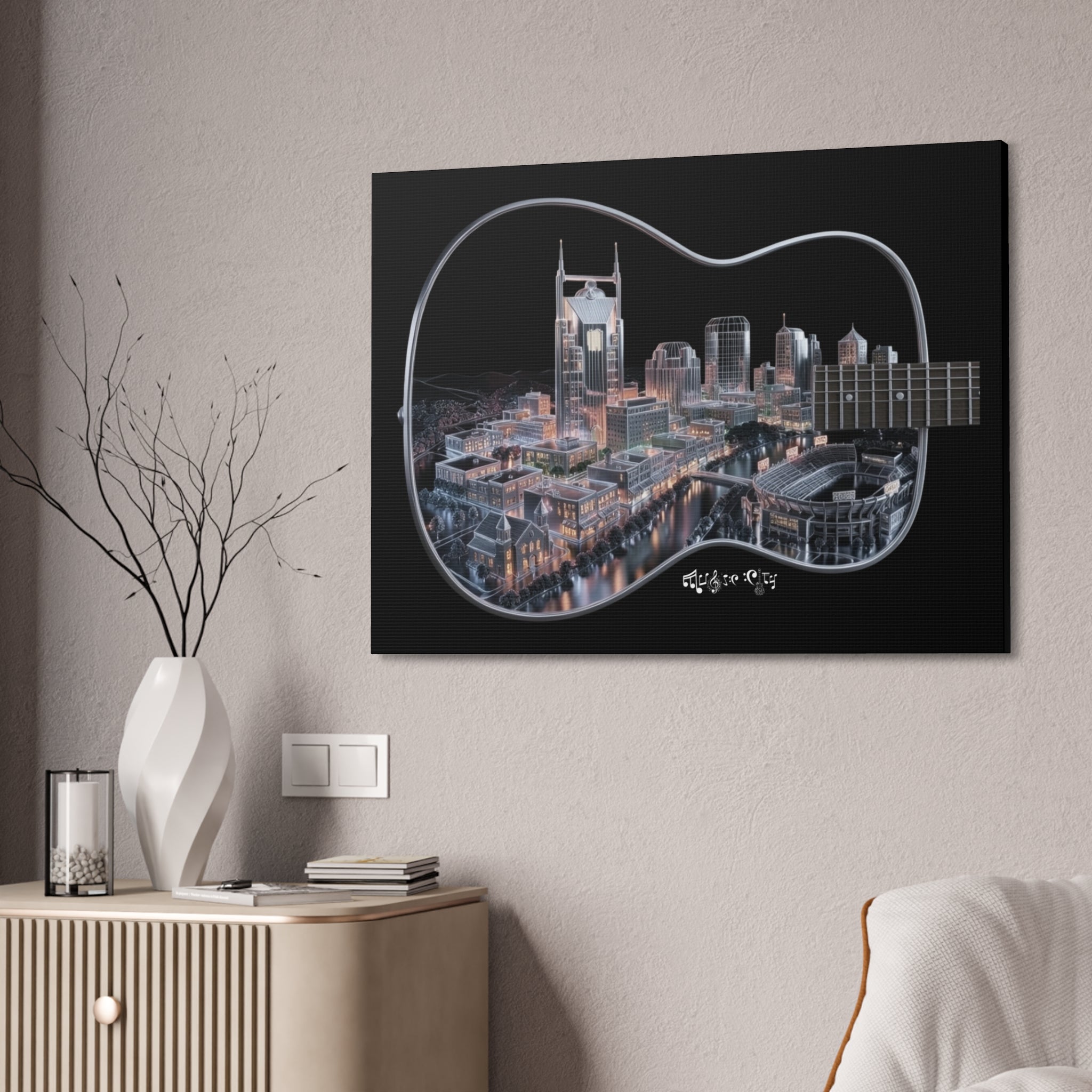 Music Cityscape Acoustic Wall Art