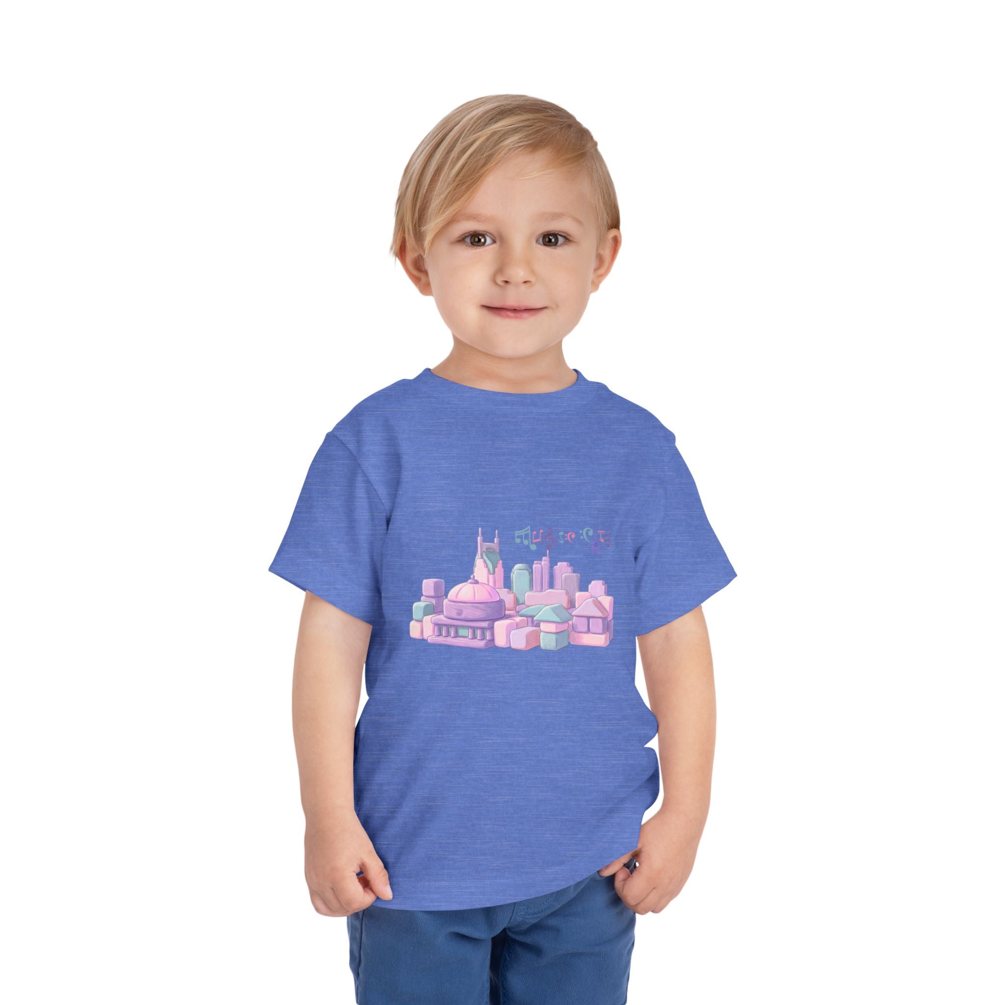 Girl's Toddler Tee with Pastel MusicCityscape