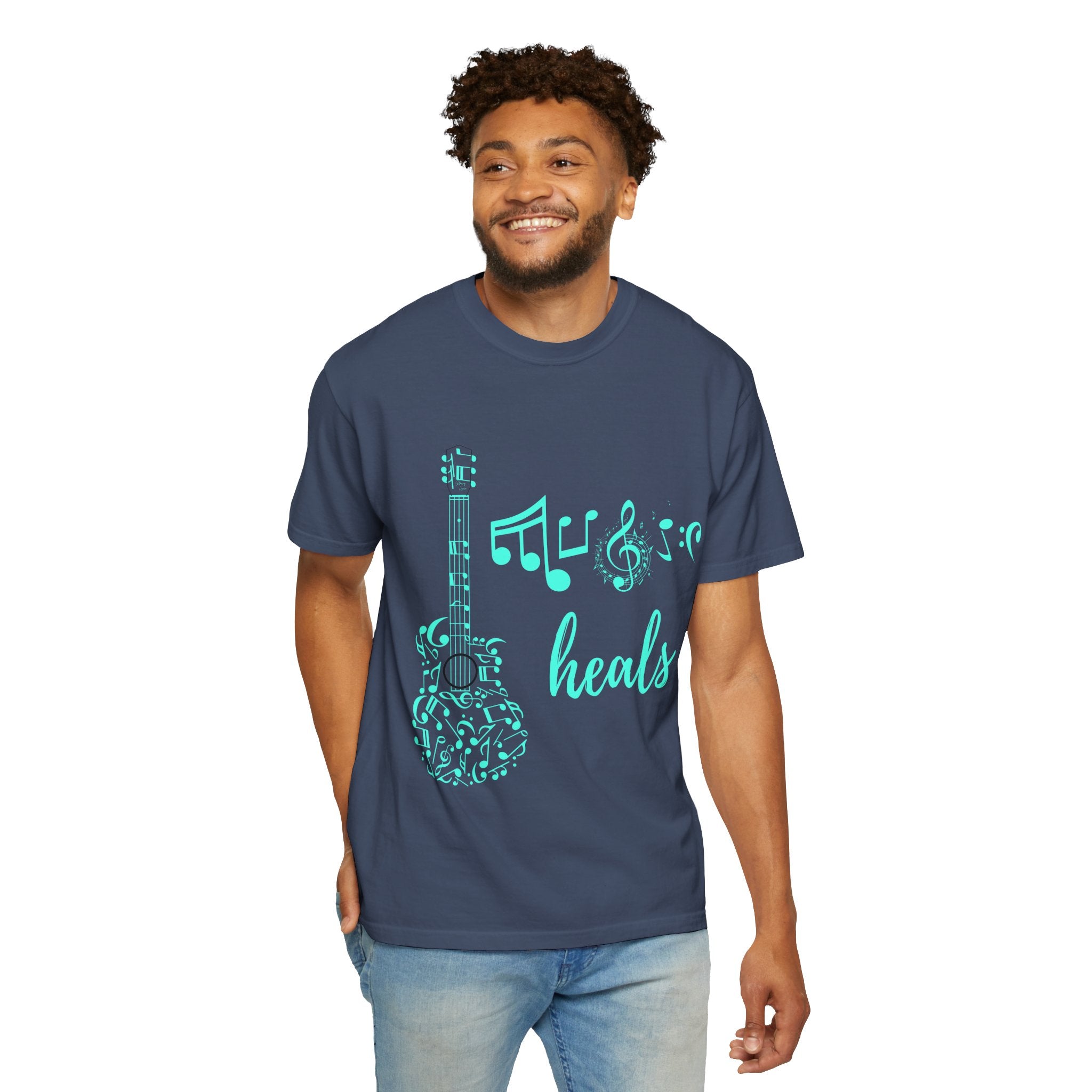 "Music Heals" Graphic Tee - Turquoise