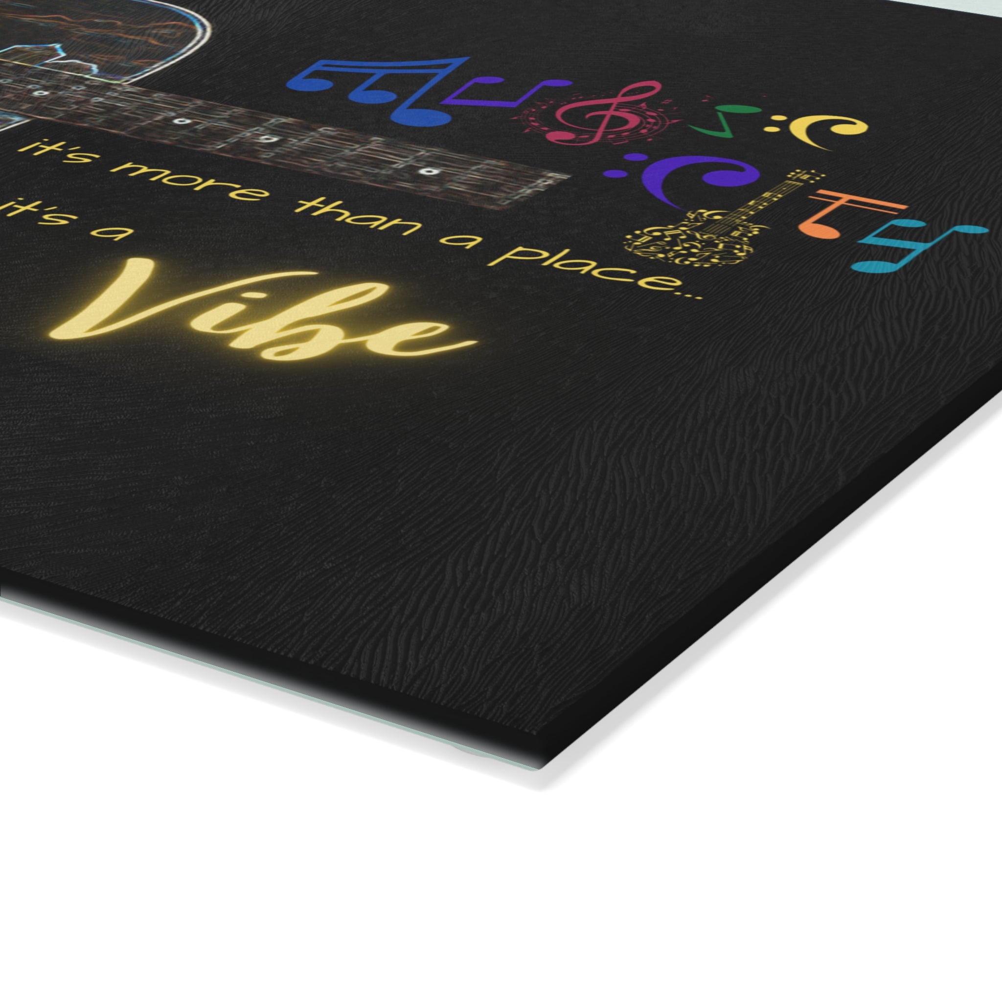 "Music City Vibe" Guitar Skyline Tempered Glass Cutting Board