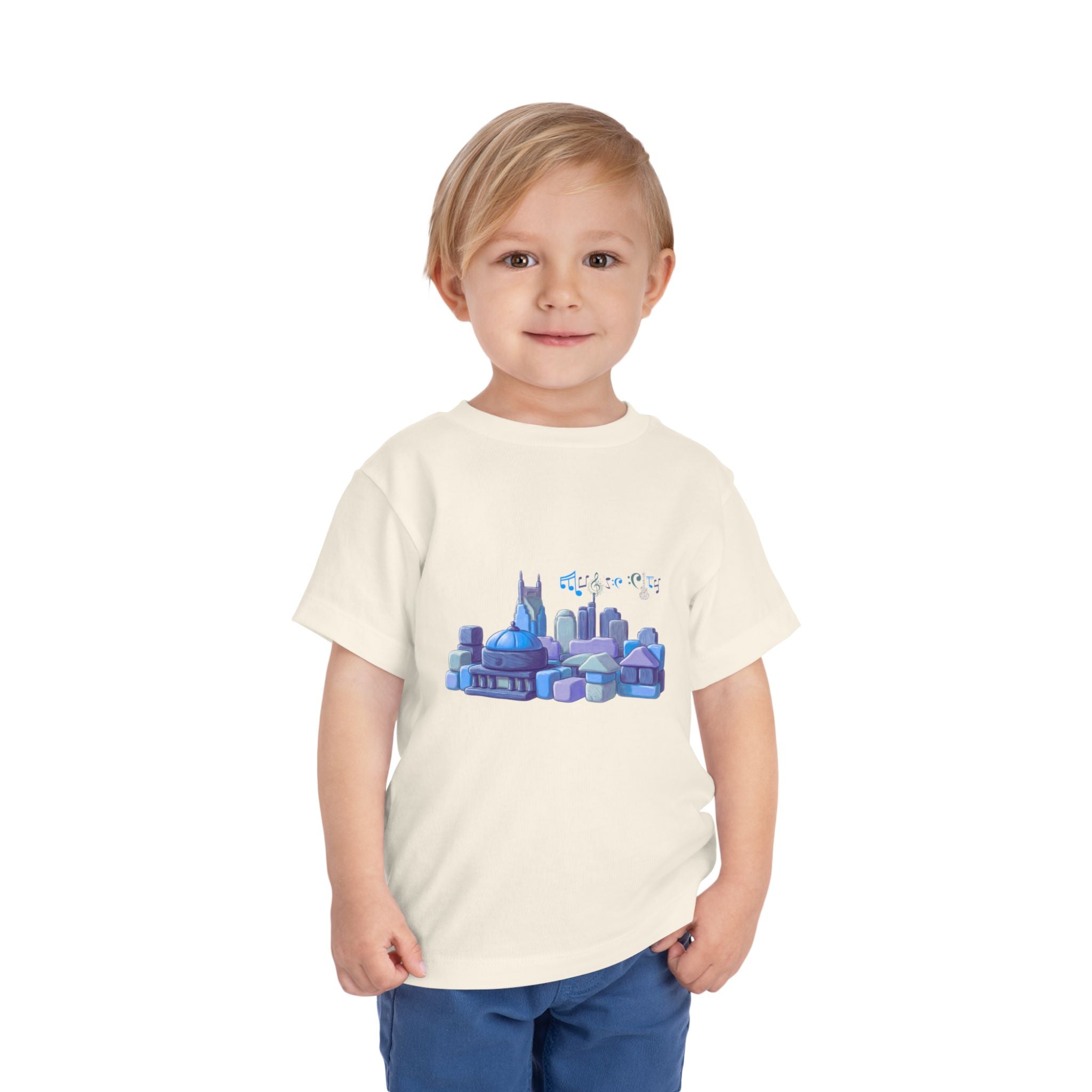 Boy's Toddler Tee with Blue MusicCityscape