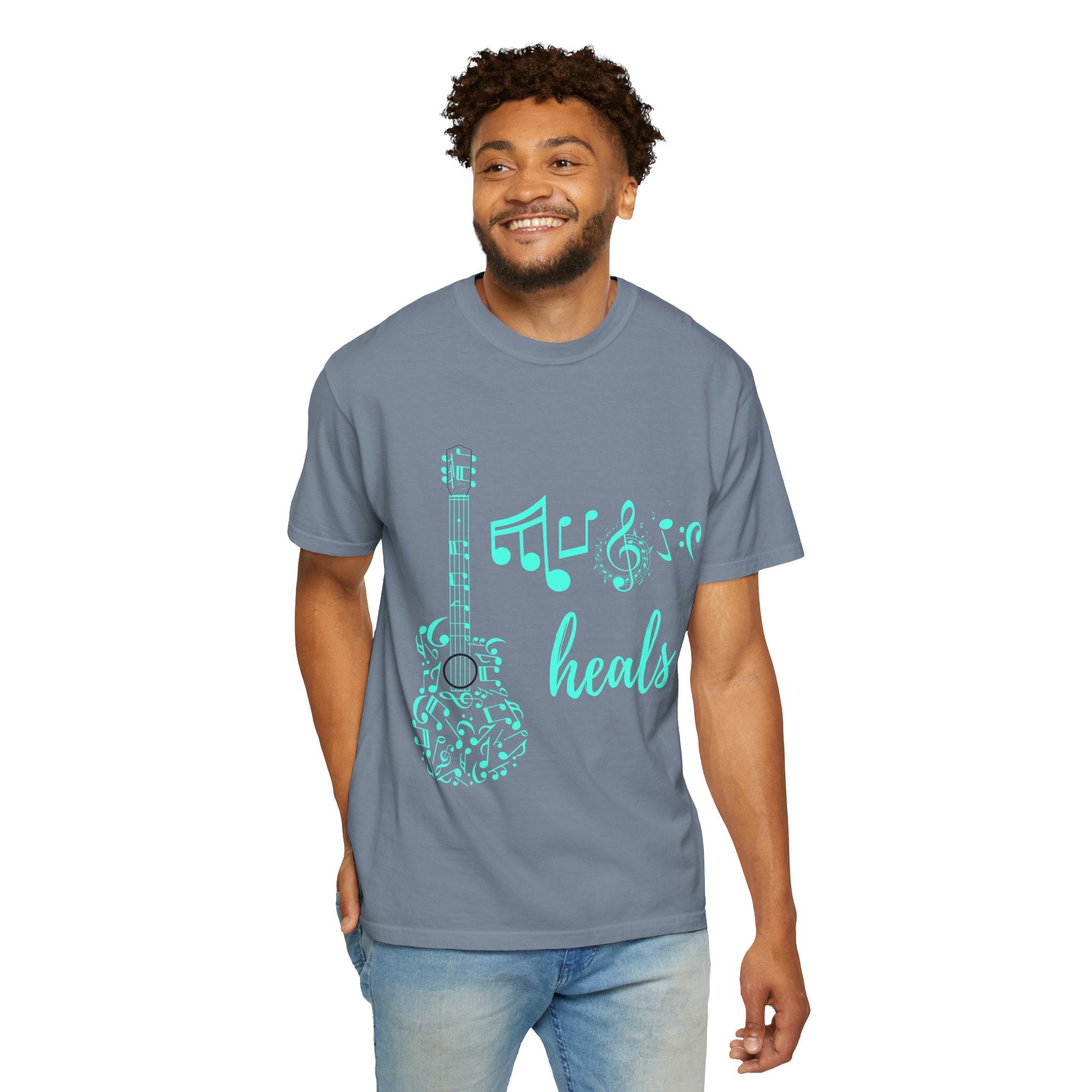 "Music Heals" Graphic Tee - Turquoise