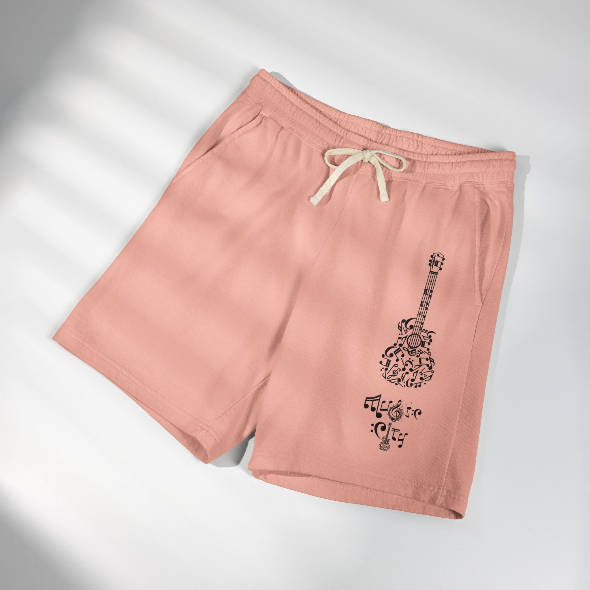 "Music City© Midnight" Black Guitar Vintage Fleece Shorts