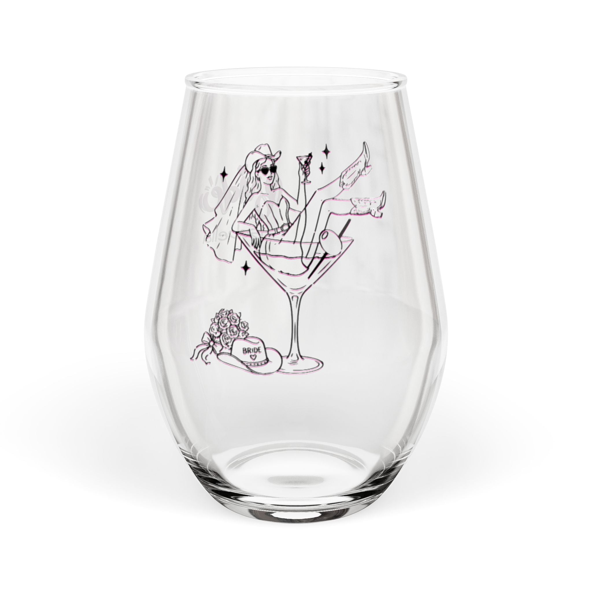 "Music City© Bride Tribe: Bottoms Up Bridesmaid!" Stemless Bachelorette Party Glass