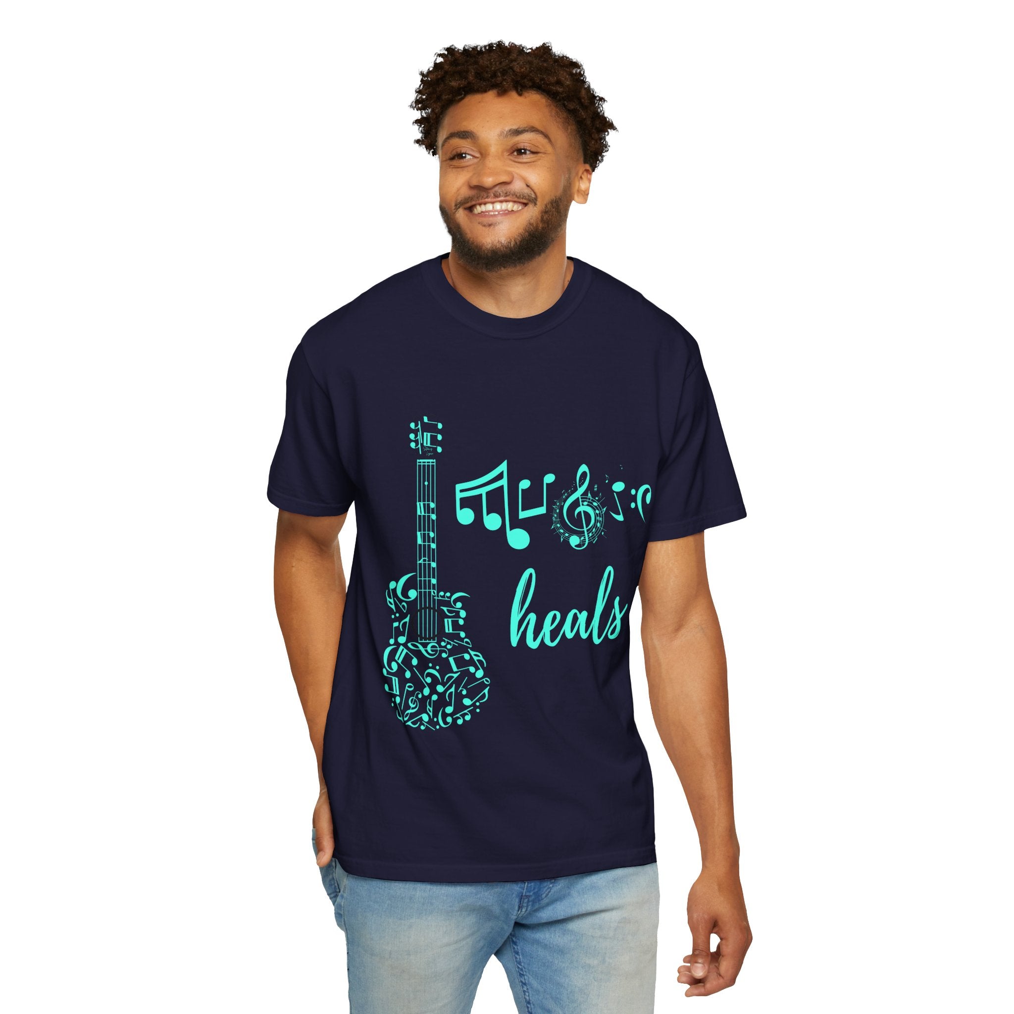 "Music Heals" Graphic Tee - Turquoise