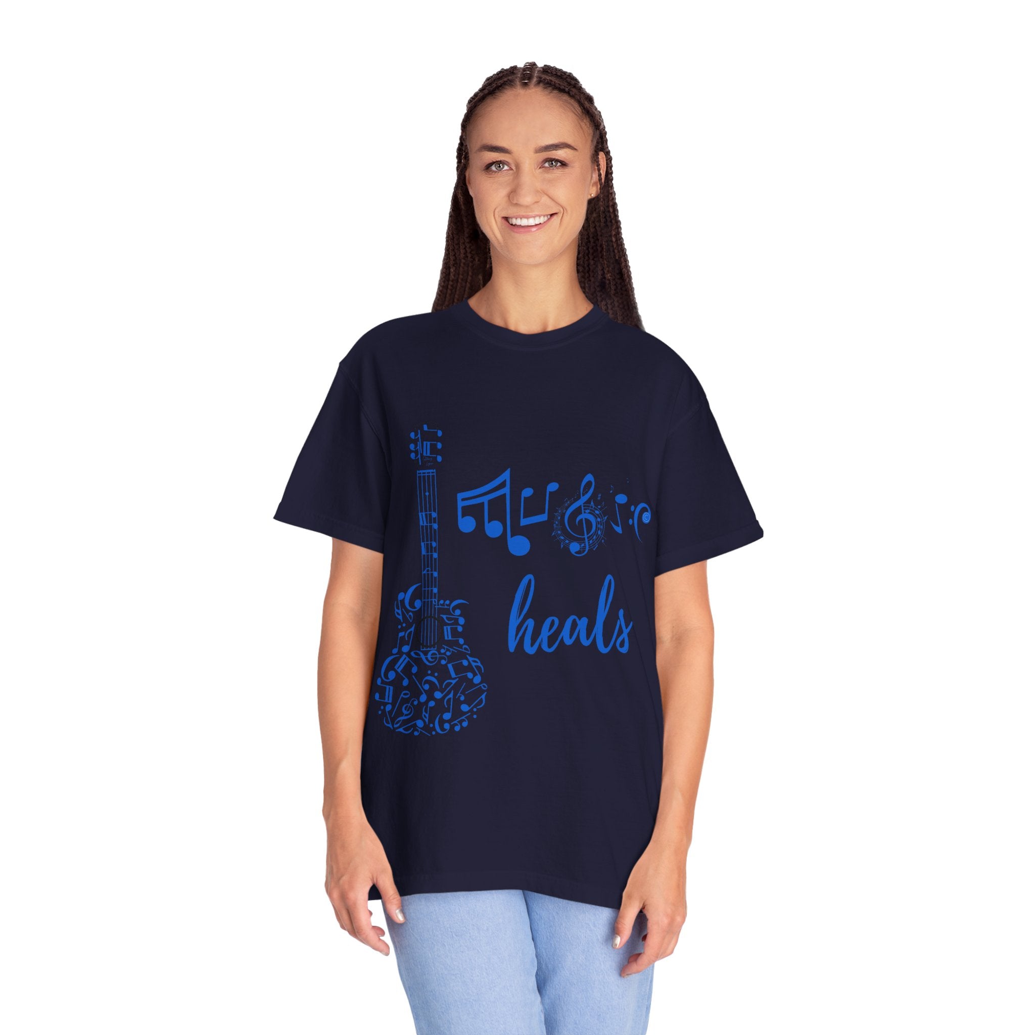 "Music Heals" Graphic Tee - Blue