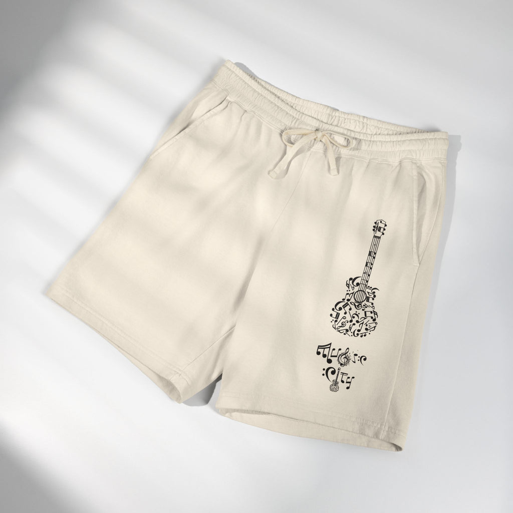 "Music City© Midnight" Black Guitar Vintage Fleece Shorts