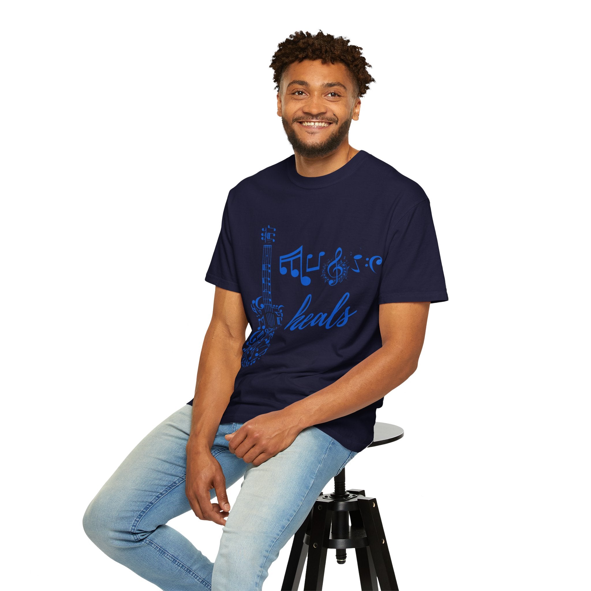 "Music Heals" Graphic Tee - Blue