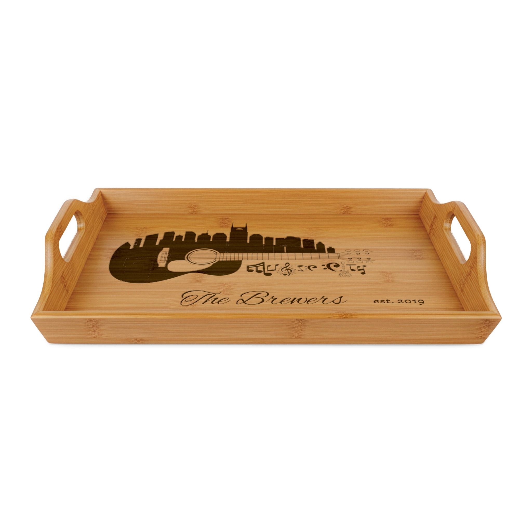 "Music City© " Guitar Skyline Bamboo Serving Tray