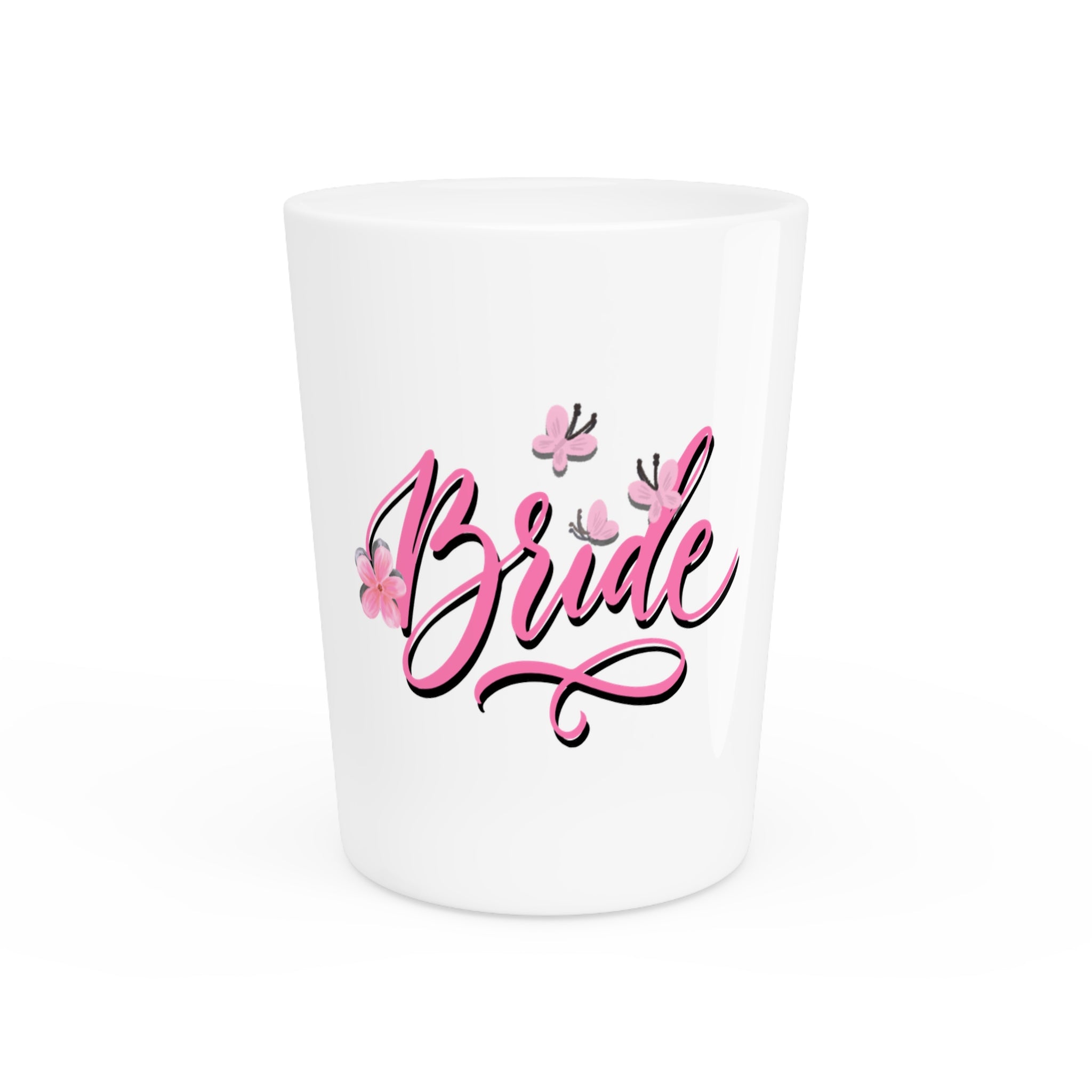 "Bride" Floral Blossom Ceramic Shot Glass - Bachelorette Party Keepsake