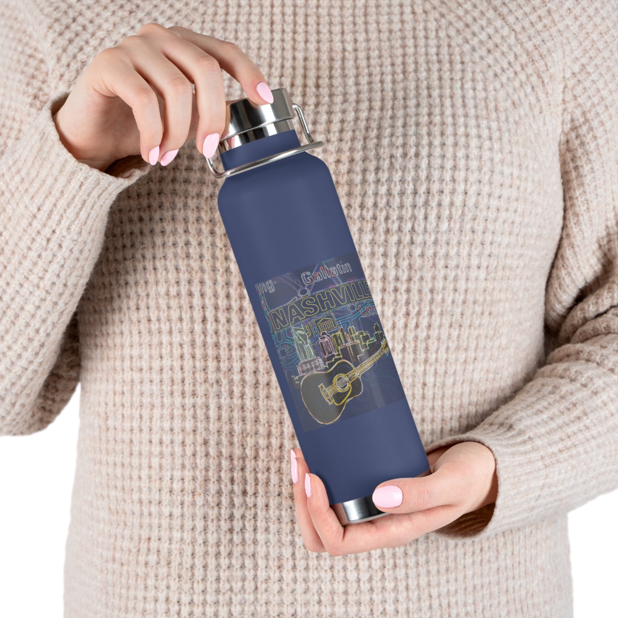 Music City Artistic Skyline Map Vacuum-Insulated Bottle